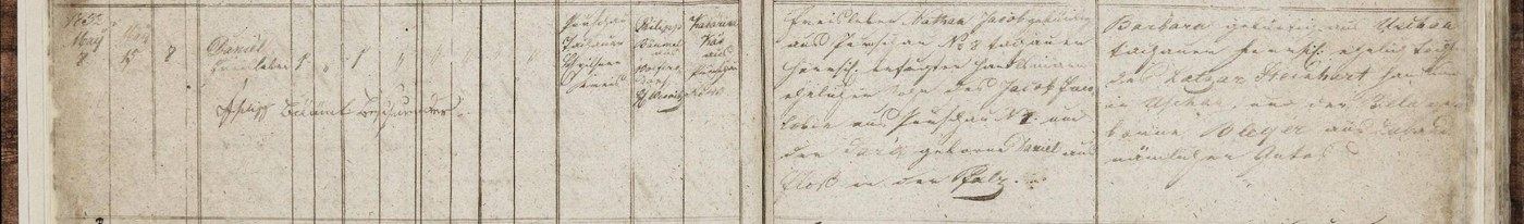 Purschau birth register, 8 May 1832: Daniel Freisleben, house no. 8, father Nathan son of Jakob, mother Barbara